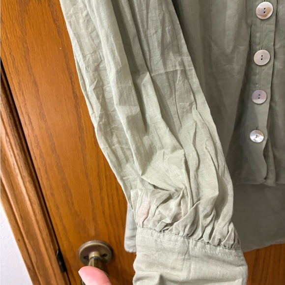 Erika Peña Anthropologie Breezy Puff-Sleeved Cotton Voile Buttondown Top Small - Picture 5 of 6